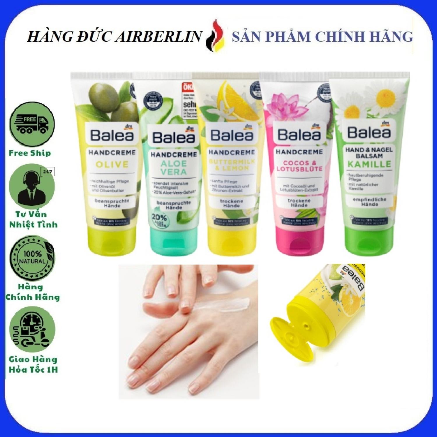 [Hàng Đức chính hãng.HN] Kem dưỡng da tay balea Đức 100ml {hangducairberlin}