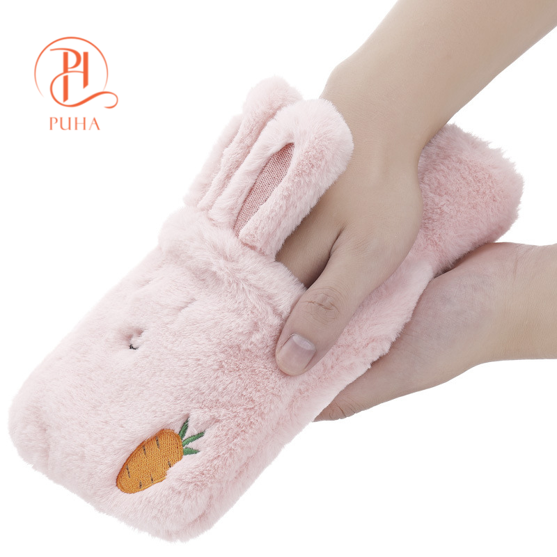 Túi chườm nóng lạnh đa năng sưởi ấm giữ nhiệt giảm đau bụng kinh cho nữ Puha 500ml họa tiết thỏ trắng cute dễ thương
