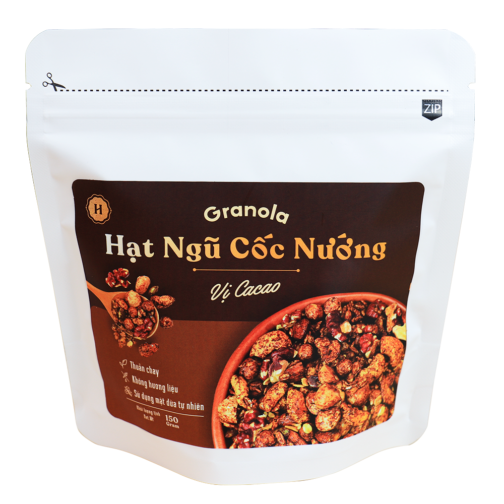 Granola nướng mật dừa giòn tan, 8 loại hạt ngũ cốc giảm cân, 0 trái cây sấy, GI thấp - Túi 80g/150g/400g - Heyday Cacao