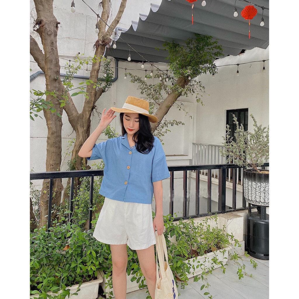 Áo Sơ Mi Nữ Công Sở Dáng Ngắn Cộc Tay [nana store]