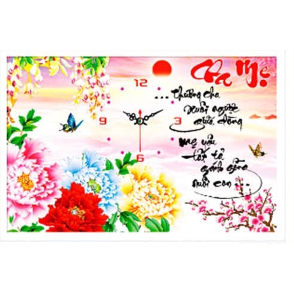 Tranh thêu đồng hồ cha mẹ lv3116 kt 60x42cm