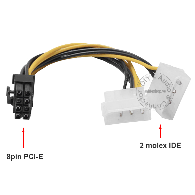 Cáp nguồn 4 pin sang 8 pin cho VGA card - Dây chuyển 2 molex IDE 4pin sang 8pin PCI-E