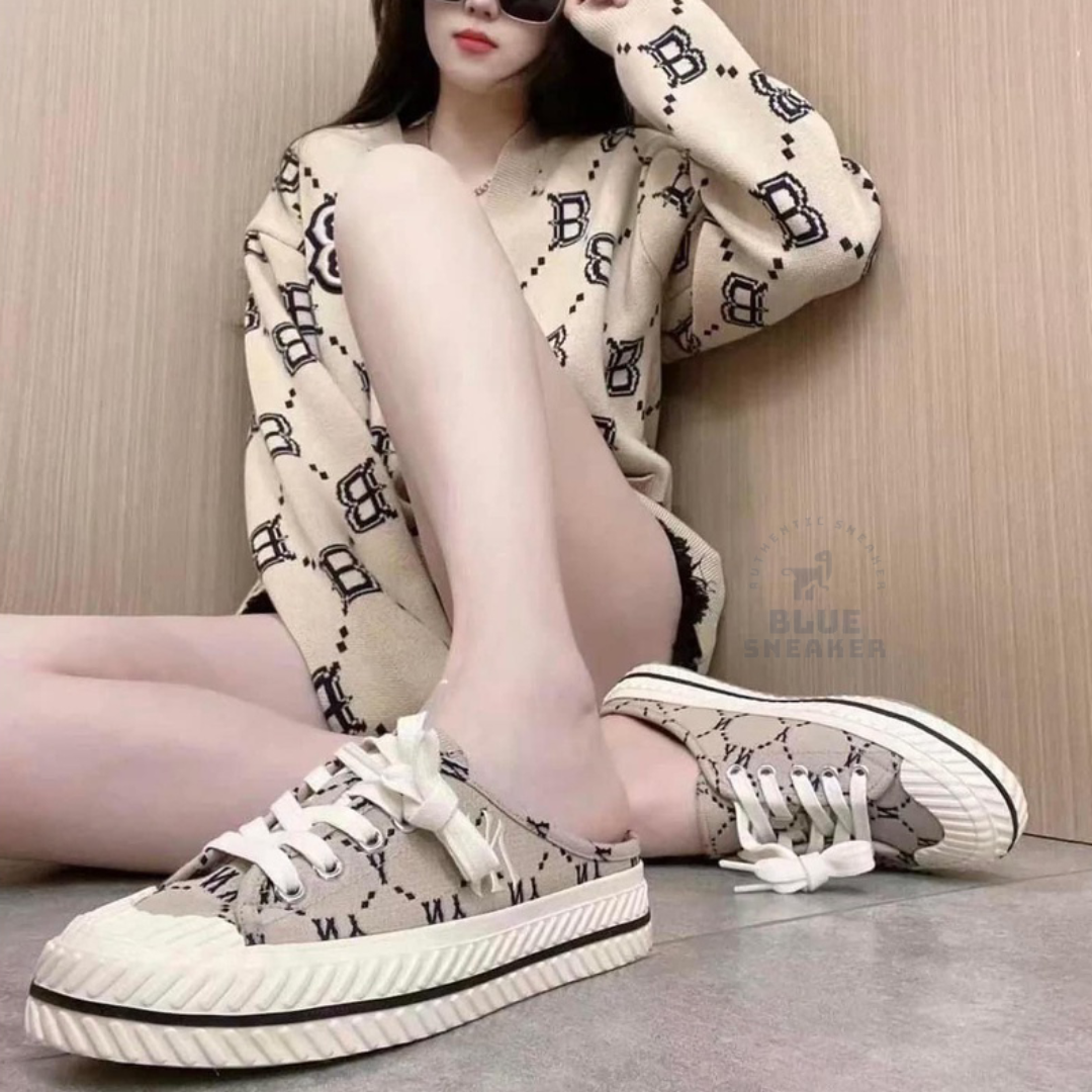 [CHÍNH HÃNG] Giày đạp gót MLB Mule màu đen dễ mang, MLB NY, BLUE SNEAKER 1999