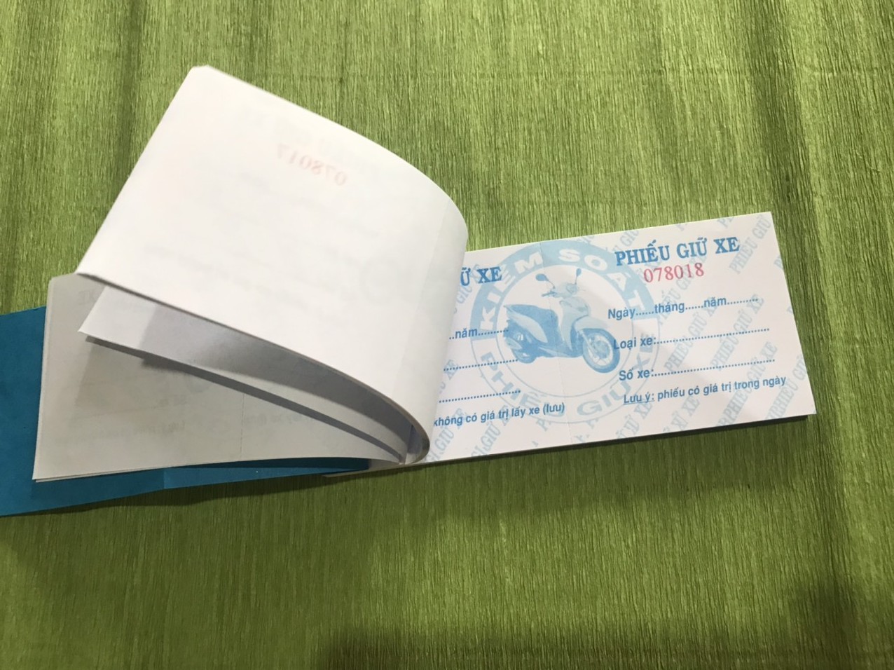 Phiếu giữ xe có số nhảy - 7x16cm