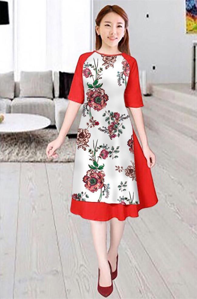 [HCM]ÁO DÀI CÁCH TÂN KO KÈM CHÂN VẤY HỌA TIẾT THỔ CẨM BEYEU1688 - BY2091A