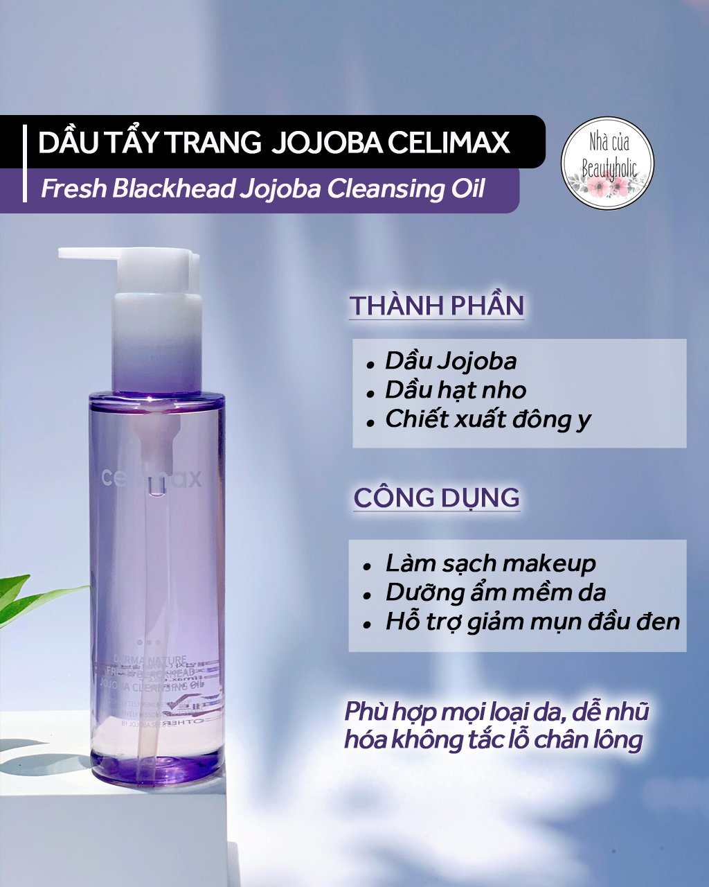 Dầu tẩy trang Celimax Fresh Blackhead Jojoba Cleansing oil
