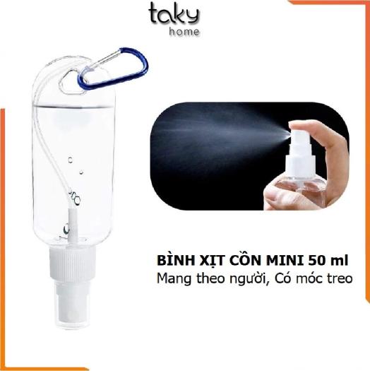 Chai xịt trong suốt móc khoá 50ml - chai xịt khuẩn , xịt cồn, chiết nước hoa...