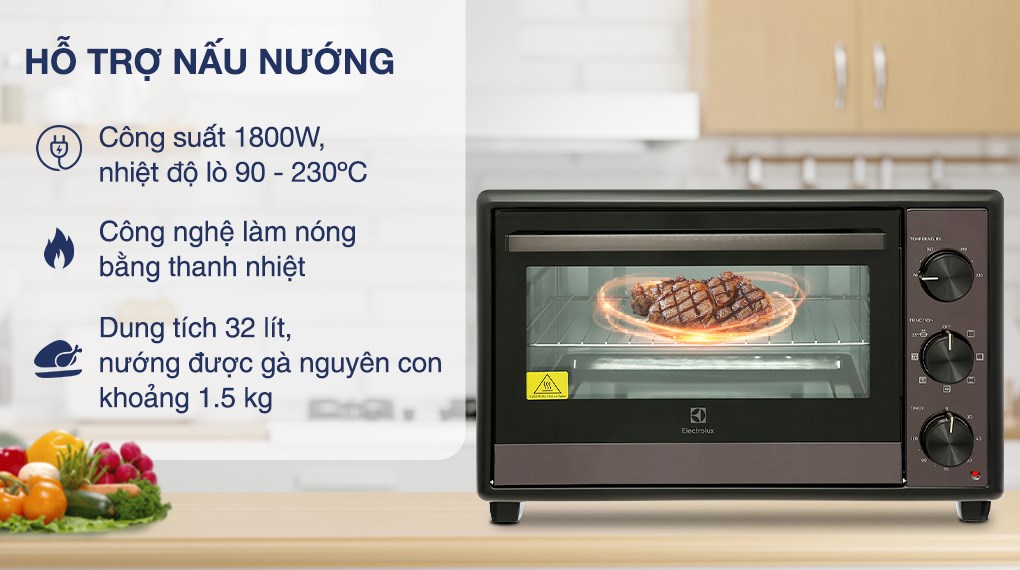 Lò nướng Electrolux EOT3218XG 32 lít (Giá áp dụng giao tại HN, HCM& các tỉnh liên hệ shop)