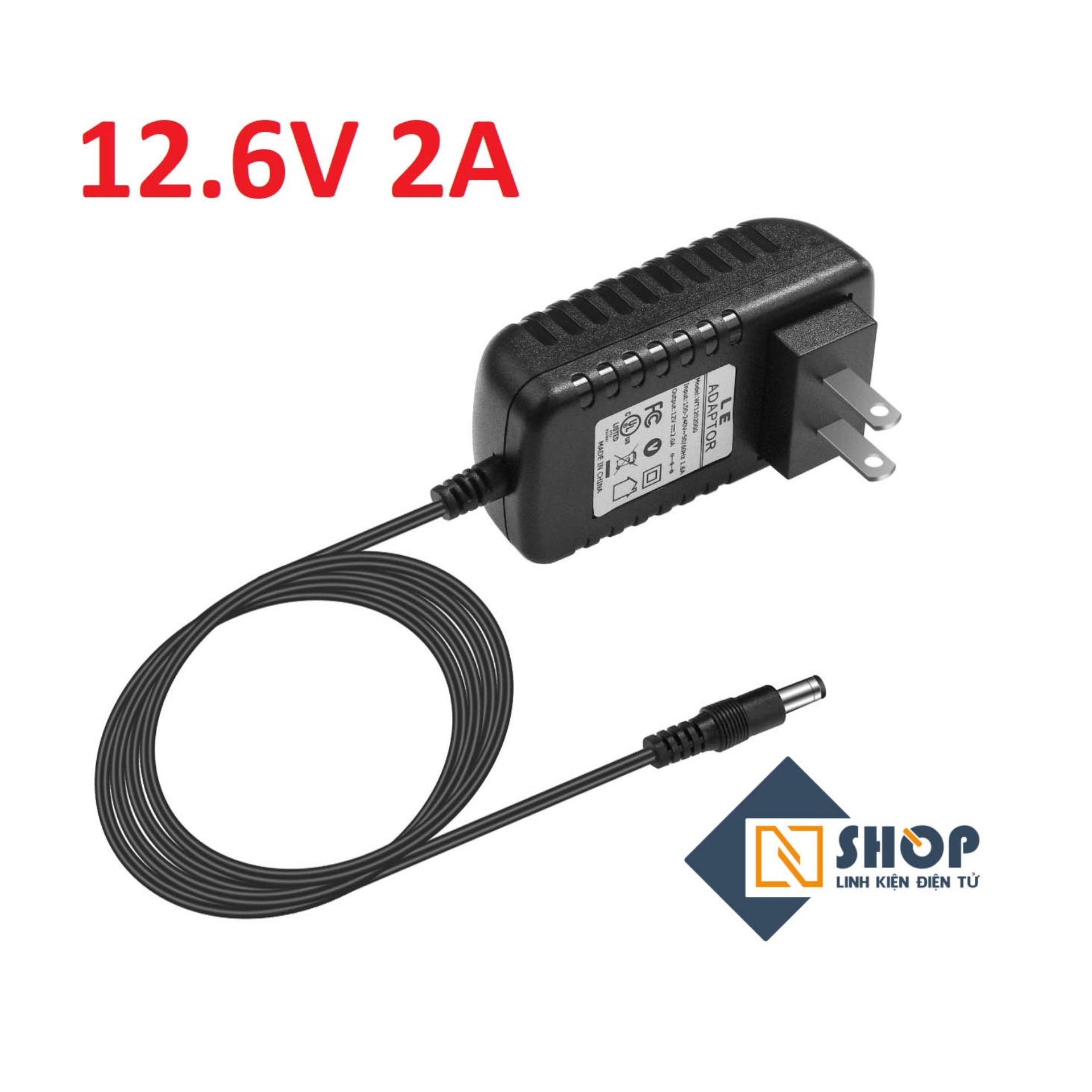 Adapter Sạc 12.6V 2A có đèn báo đầy