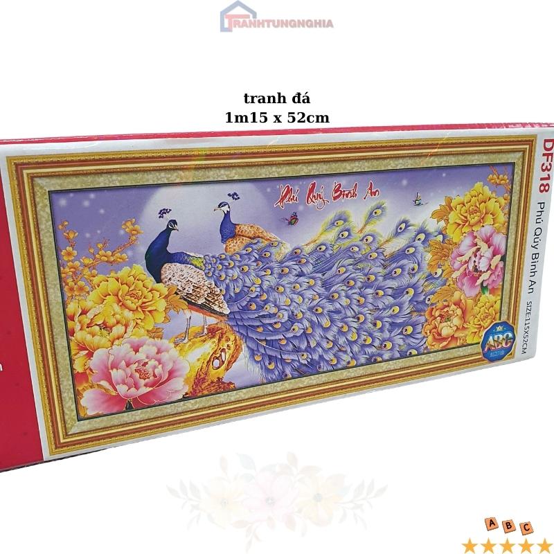 Tranh đính đá DF318 VS053 (1m15 x 52cm), tranh thêu chữ thập công phú quý bình an LV3214 223042 (1m36 x 61cm)