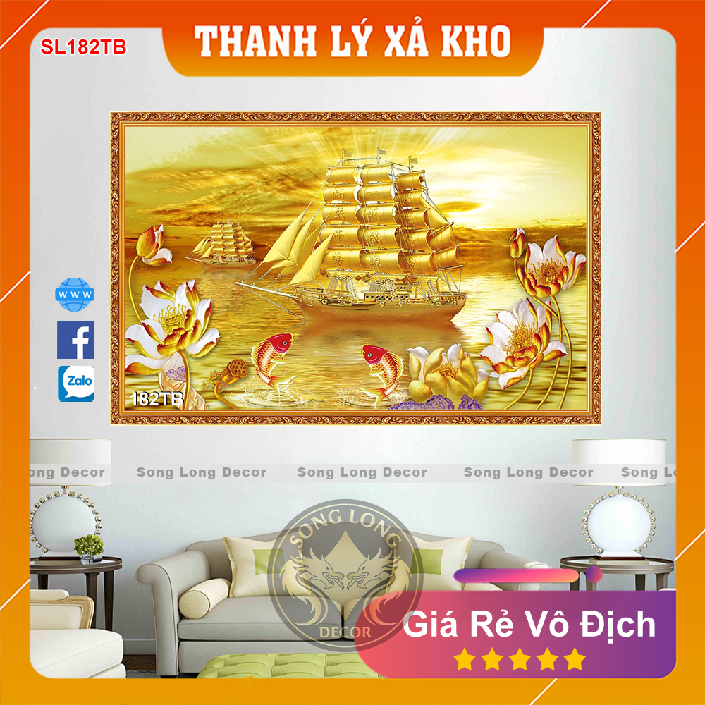Tranh Dán Tường Thuận Buồm Xuôi Gió- SL182TB- Tranh 3d Phong Thủy - Song Long Decor