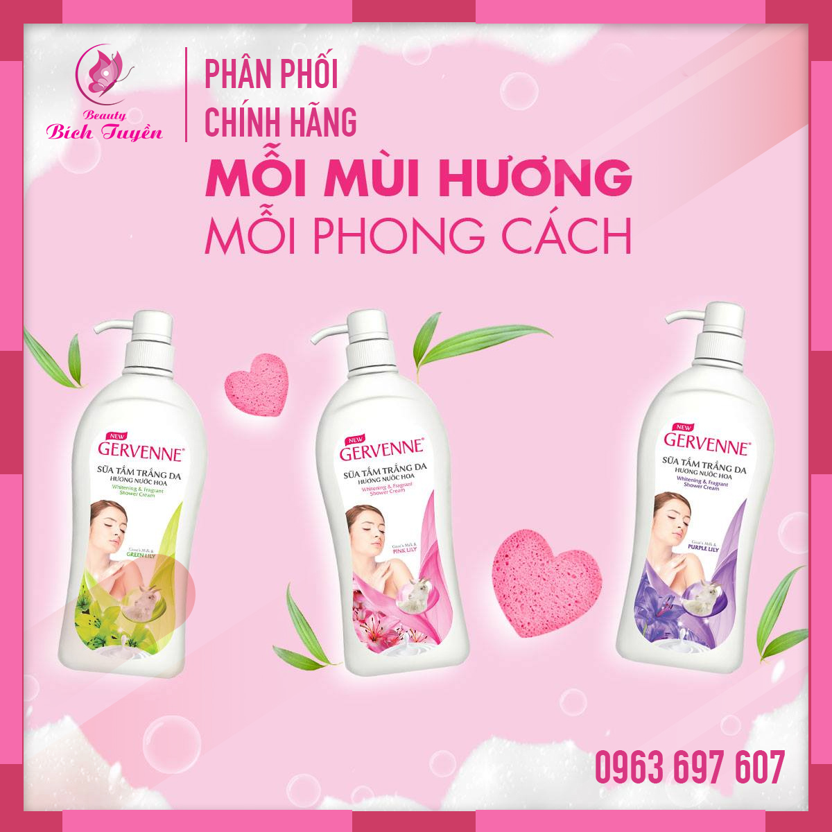 Sữa Tắm Trắng Da Hương Nước Hoa Gervenne 900g