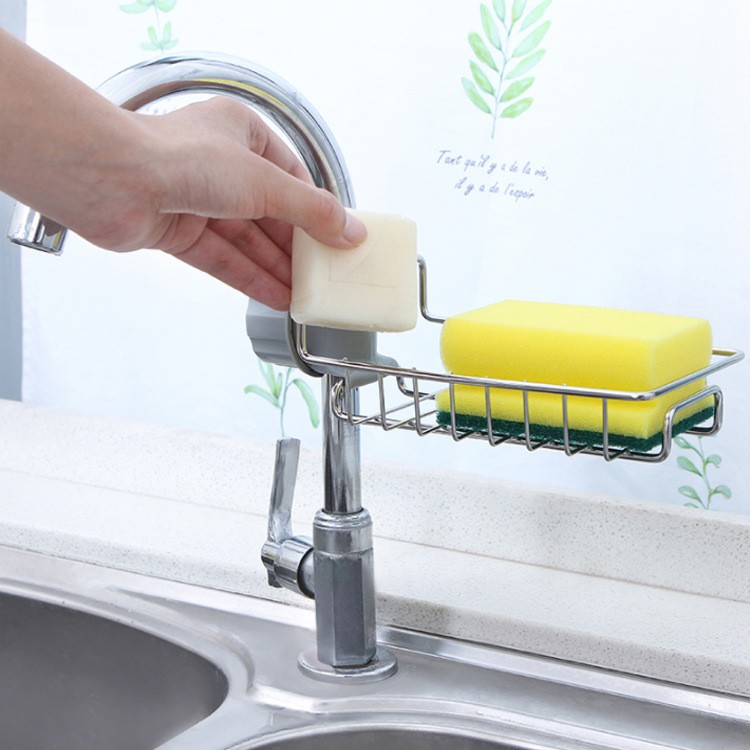 [FREESHIP ❤️] Khay Inox Gắn Vòi Nước Đựng Vật Dụng Rửa Chén - Giỏ Đựng Đồ Rửa Bát