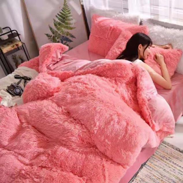 Bộ chăn ga nỉ lông tim 5 món