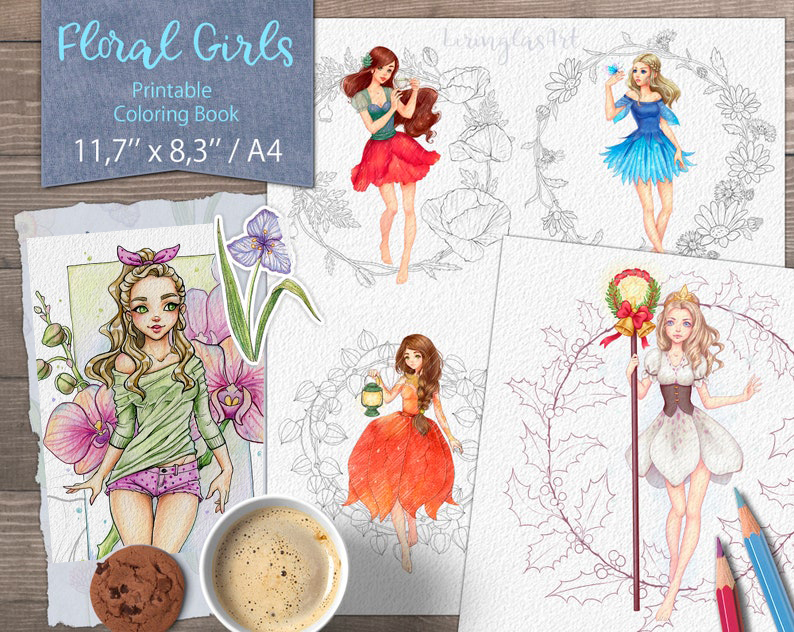 line art tranh tô màu nước (combo 5tranh giấy dầy đẹp)