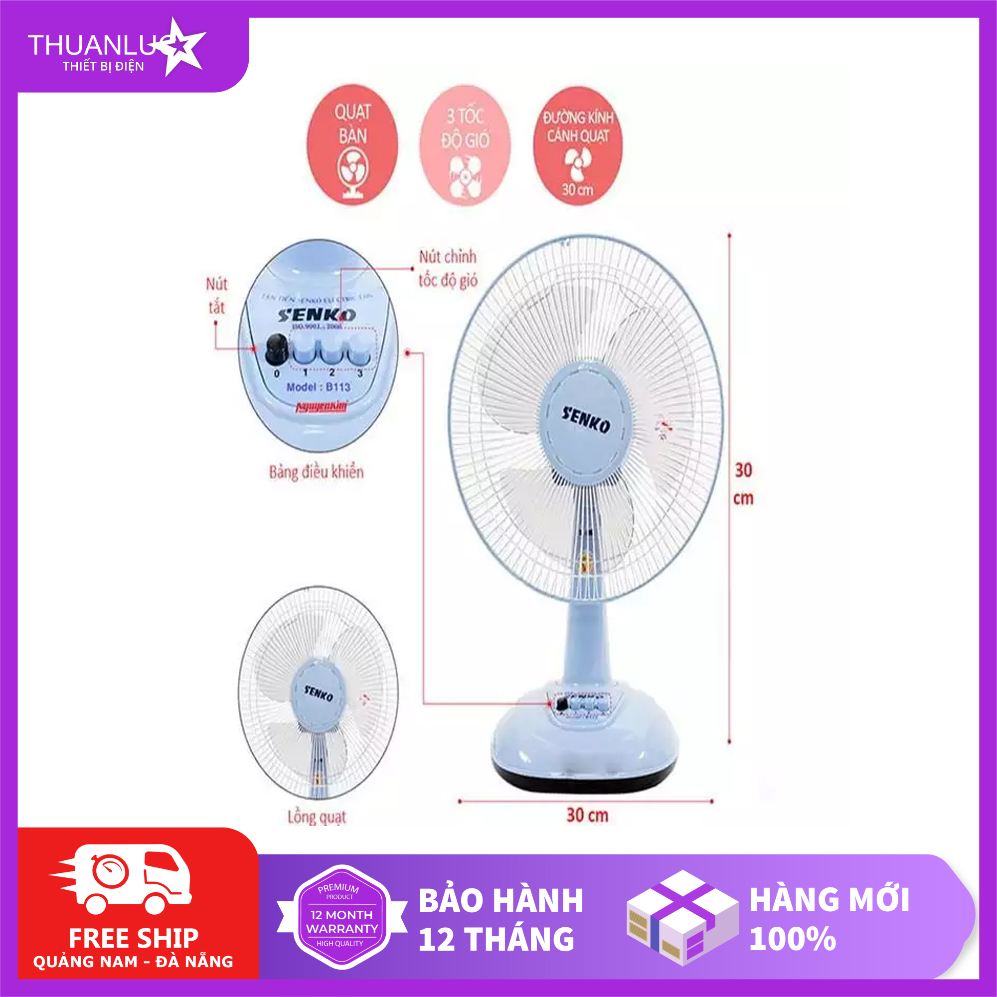 Quạt bàn senko B1213 - [ Làm Mát Diện Tích Rộng]
