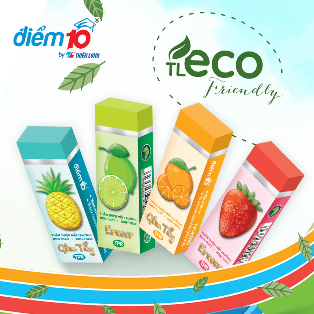 Gôm tẩy không độc hại thiên long điểm 10 tp-e026