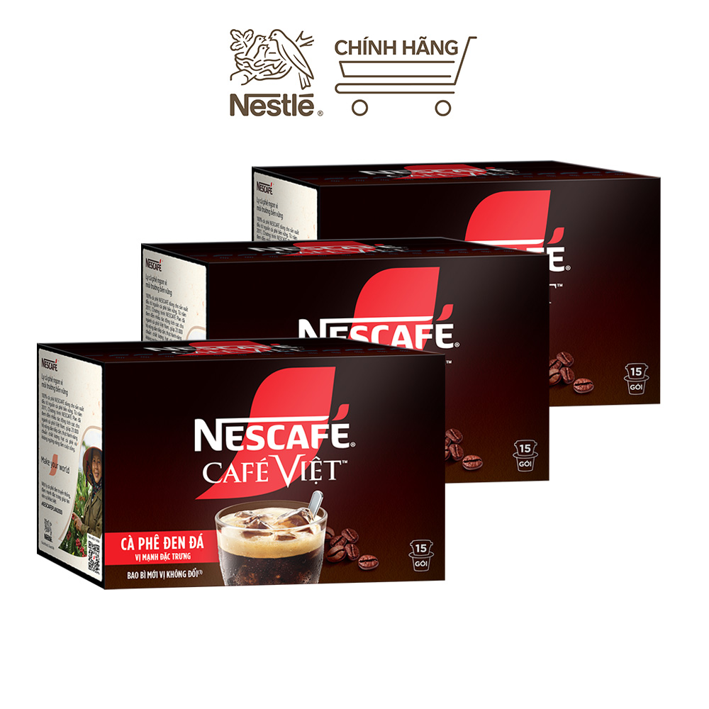 [ƯU ĐÃI THÁNG 6] Combo 3 Hộp cà phê hòa tan NESCAFÉ® Café Việt - CÀ PHÊ ĐEN (3*15*16)