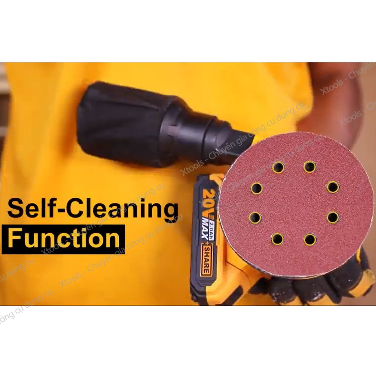 Máy chà nhám tròn dùng pin Lithium 20V INGCO CROSLI2001 máy chà cầm tay đĩa chà 125mm, kèm theo 5 miếng chà nhám, (không kèm theo pin và  sạc)