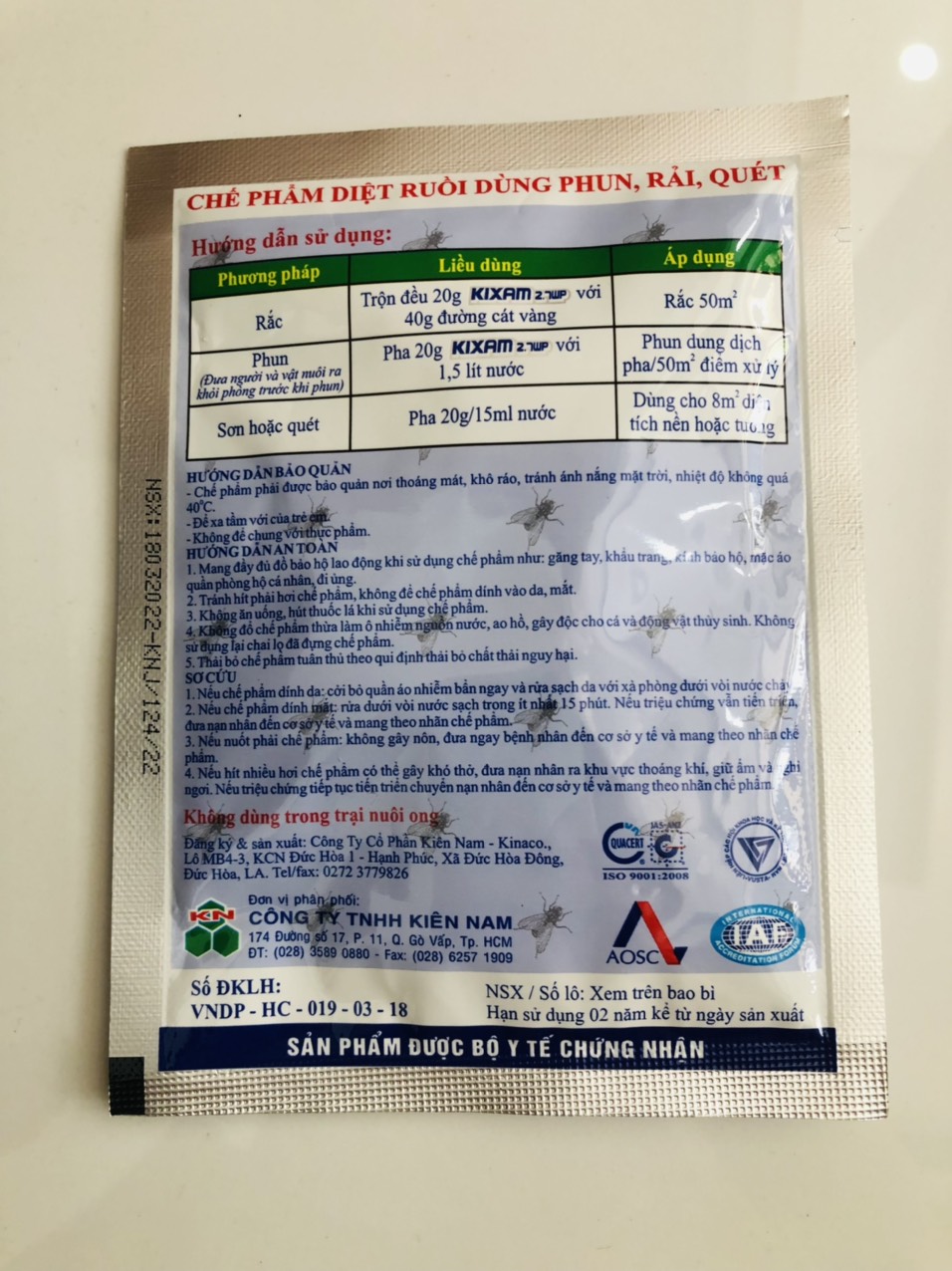 ( Hàng nhập Mỹ) Thuốc diệt ruồi thế hệ mới Kixam 2.7WP _ Gói 20g