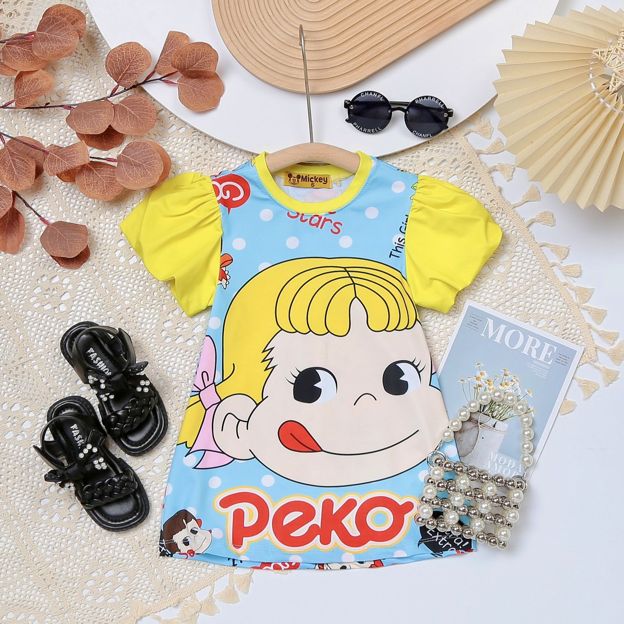 Váy đầm bé gái tay phồng size đại cho bé 23-45kg thun lạnh Jennie kids J487