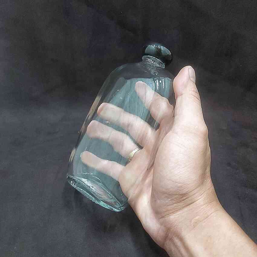 Chai Thủy Tinh Dẹp 350ml (combo 2 cái) mẫu bầu dục kiểu dẹt nắp nhựa đen tròn - Lọ Thủy Tinh Nhỏ 350ml - Bình Thủy Tinh Nhỏ 350ml trong suốt