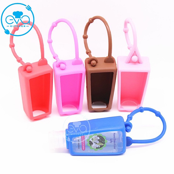 Vỏ Bọc Silicone Sắc Màu Cho Chai Gel Rửa Tay Pet Thang 30 Ml Có Dây Treo Tiện Lợi