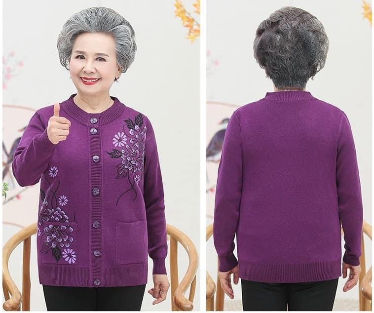 Áo khoác len thu đông cho bà già