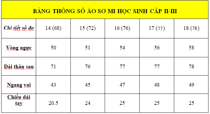 Áo sơ mi học sinh nam cấp 2 - 3 Viettien