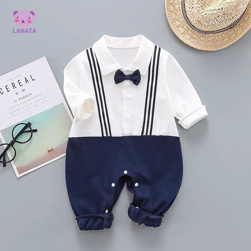 Bộ Body quần áo trẻ em dài tay Công Tử thu Đông cotton body cho bé trai từ 0-12 tháng tuổi