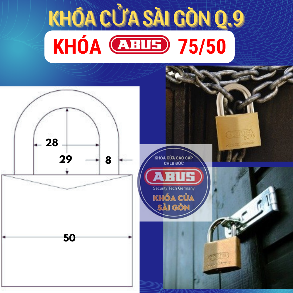 Quà tặng - khóa treo abus 75/60, 75/50, 75/40 - chìa siêu chống trộm - bh 5 năm