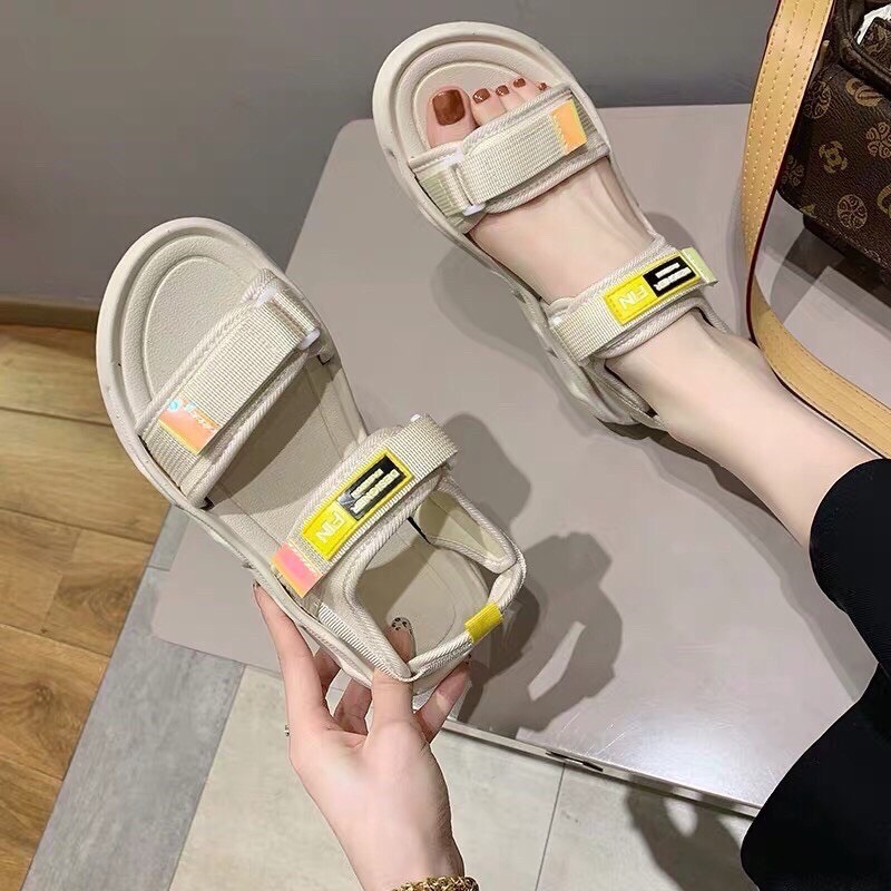 Săn sale xả hàngi sandal học sinh 2 quai dán vệt đổi màu chữ fin trẻ trung cá tính - 731