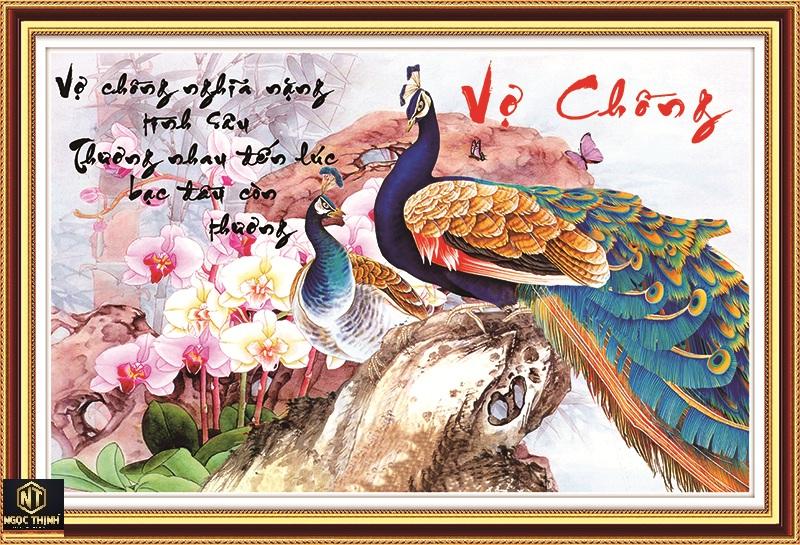 Tranh đính đá Vợ Chồng ĐÔI CÔNG VS050 KT:75x52cm Siêu Thị Tranh Thêu