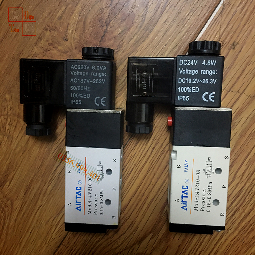 Van điện từ 5/2,Solenoid Valve, Model: 4V210-08 ( ren 13mm ), G1/4