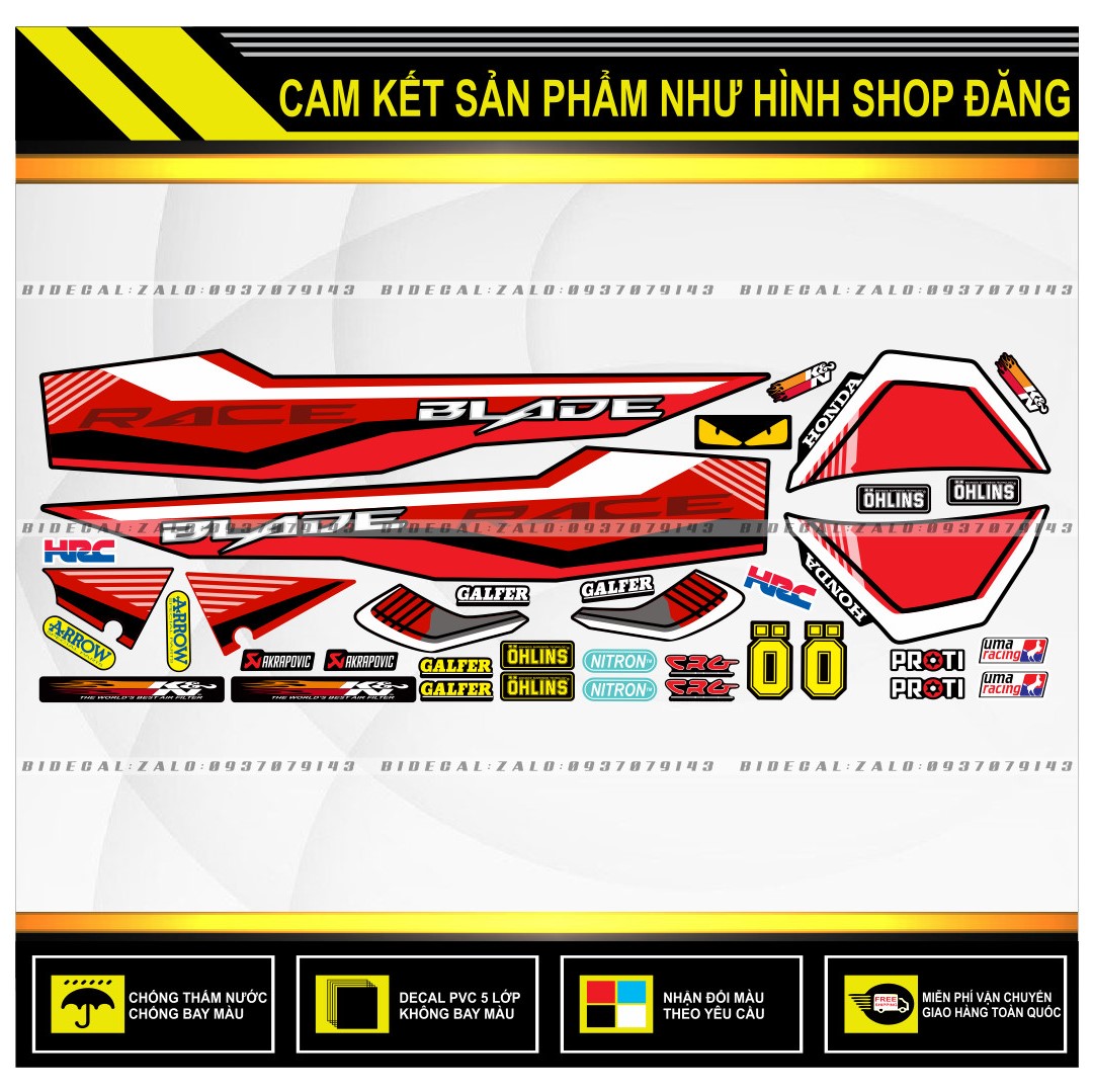 TEM RỜI WAVE BLADE 110 CHẾ MẪU 2021 PHỐI ĐỎ ĐEN ( DECAL CAO CẤP - KHÁNG NƯỚC - KHÔNG BAY MÀU )