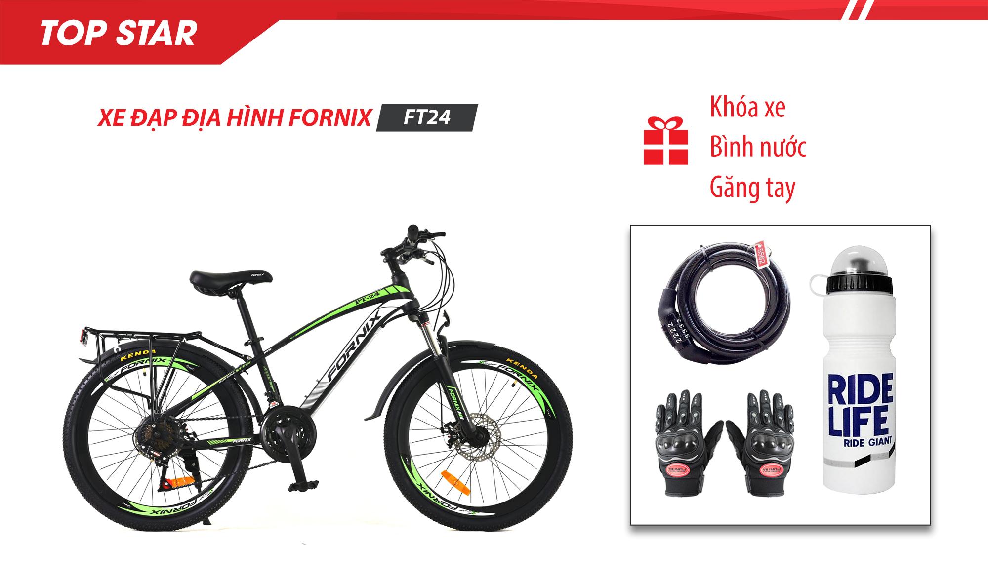 Mua Xe đạp địa hình thể thao FT24- vòng bánh 24- Bảo hành 12 tháng + (gift) Găng tay, Bình nước, Khóa xe cao cấp