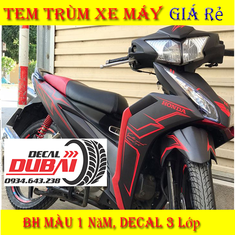 Tem Trùm Wave RSX Đen Nhám Đỏ Sport Mind