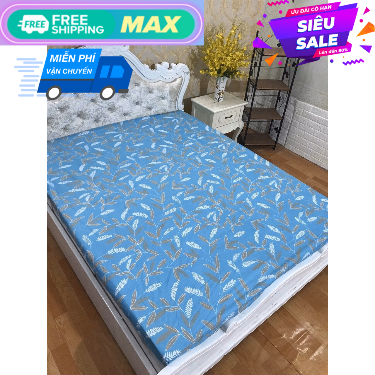 Set 3 Món Ga Gối Kèm 2 Áo Gối - Đủ Size
