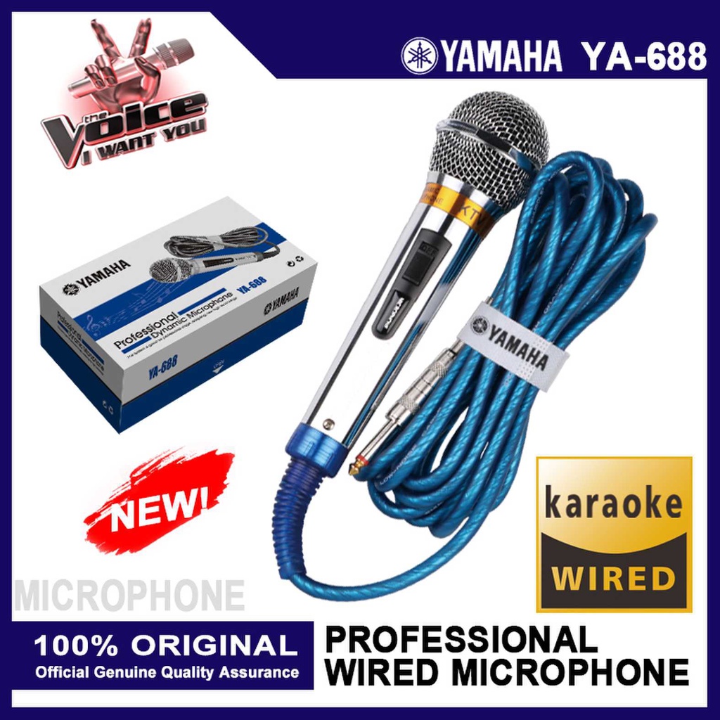 Micro dây hát Karaoke có dây Yamaha YA-688 (bạc) dây 5mét (chuyên nghiệp)