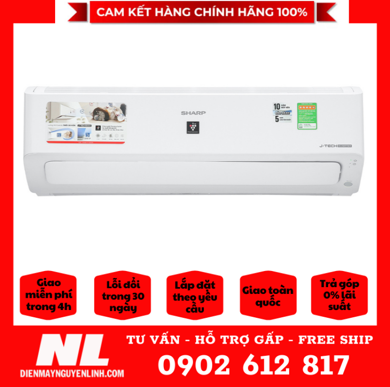 Free Ship - Máy lạnh Sharp Inverter 1 HP AH-XP10YMW