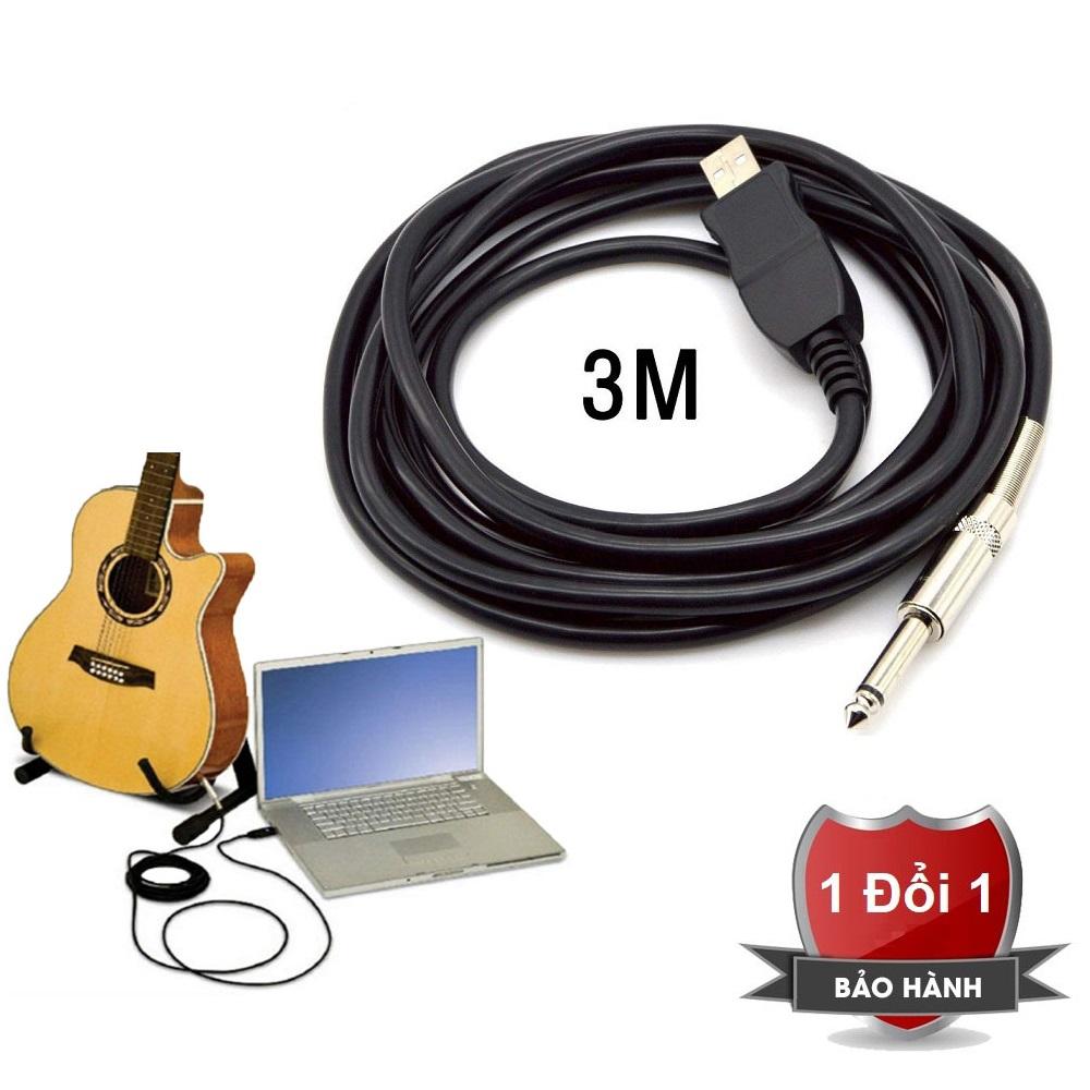 Cable guitar usb - 6.5mm - cáp kết nối guitar với máy tính cổng usb - cáp usb sang jack 6.5mm 3 mét