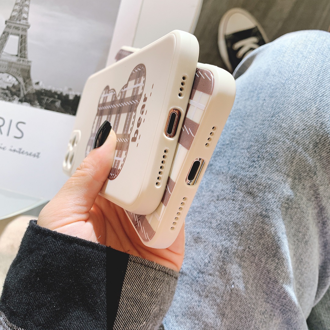 Ốp Lưng Silicon Màu Bảo Vệ CAMERA Cute Bear Caro