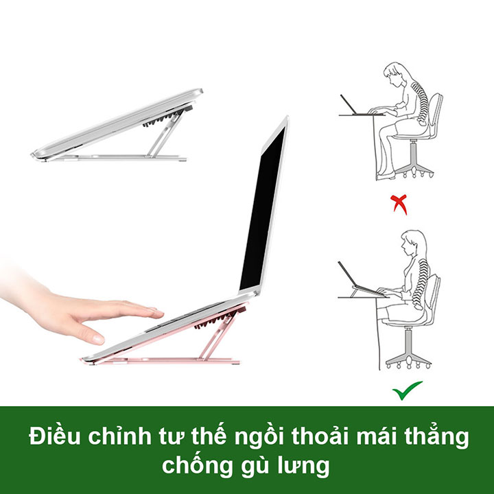 Đế tản nhiệt laptop macbook máy tính  (↓GIẢM GIÁ CỰC SỐC↓)  HXSJ X5P nhôm nguyên khối điều chỉnh 5 cấp độ cho máy 10-15,6 inch có thể gập gọn - Hàng chính hãng