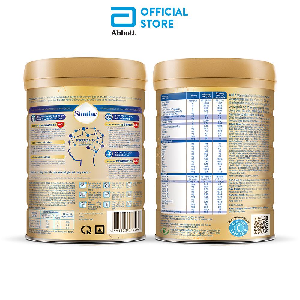Sữa bột Similac 1 Dinh Dưỡng 5G Mới 900g (Date 01/2024)
