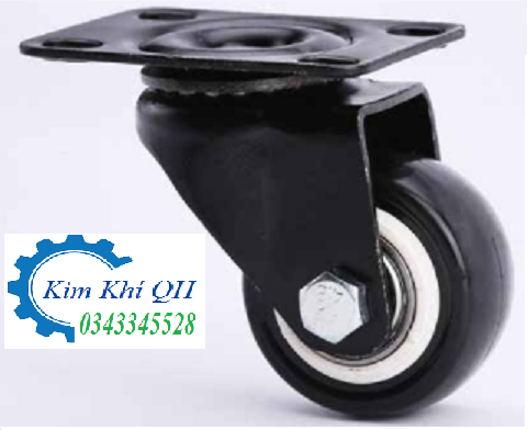 Bánh xe đen viền, bánh xe nhựa pu cao cấp chịu lực đường kính 4cm, 5cm, 6cm, 7.5cm xoay 360 độ - đơn giá 1 cái