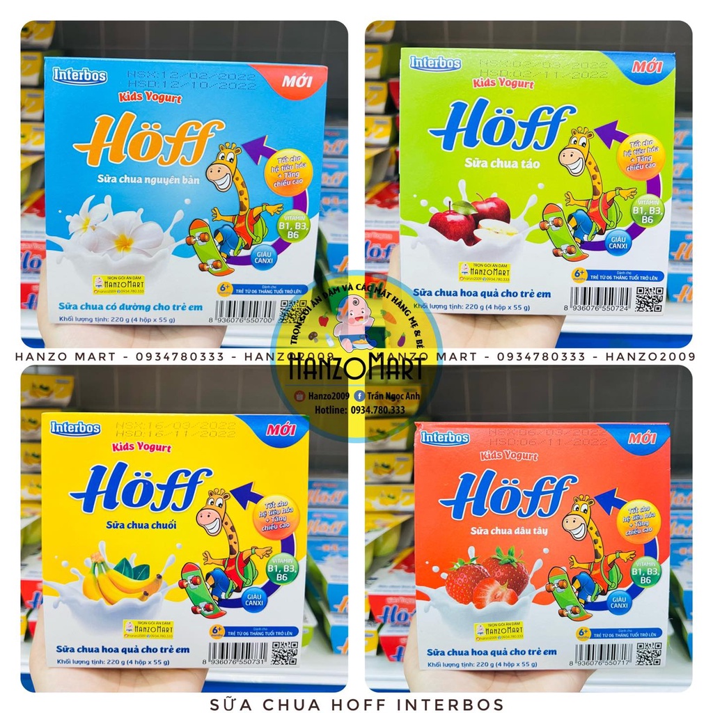 Sữa chua Hoff trái cây  (lốc 4 hộp) 6m