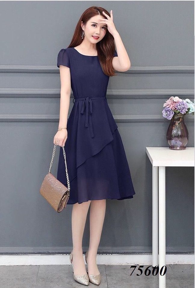 [HCM]ĐẦM XÒE VOAN THẮT NƠ EO DỄ THƯƠNG