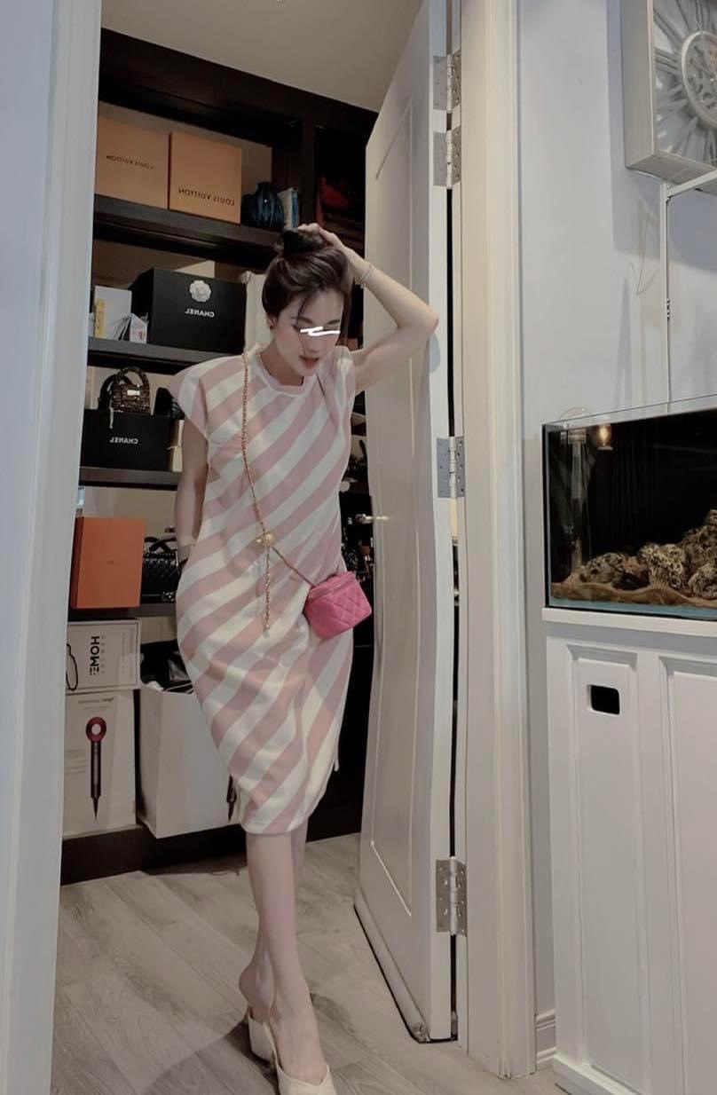 HOÀN TIỀN 15% - Váy V65 Đầm Suông Kẻ Chéo Có Đệm Vai Chất PoLy Cá Sấu Sang Chảnh