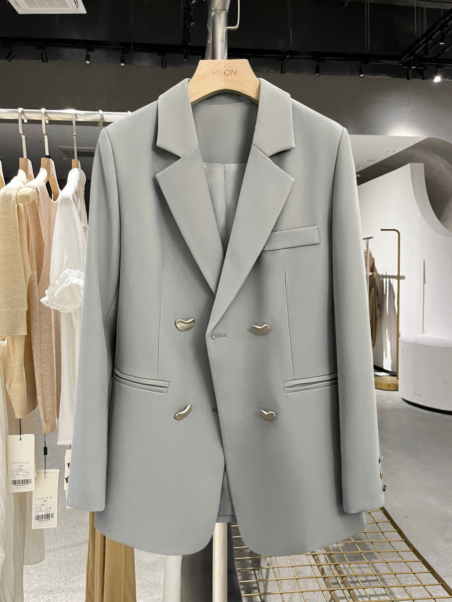 Áo khoác nữ áo khoác blazer nữ màu ghi xám mẫu mới nhất 2 lớp và có đệm vai