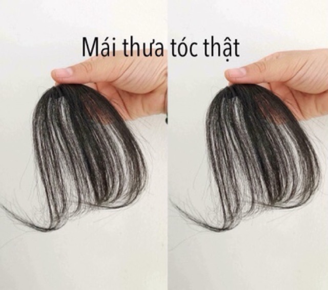 Tóc mái giả, Mái Thưa Tóc Thật 100% - Hàng Móc Tay Cao Cấp